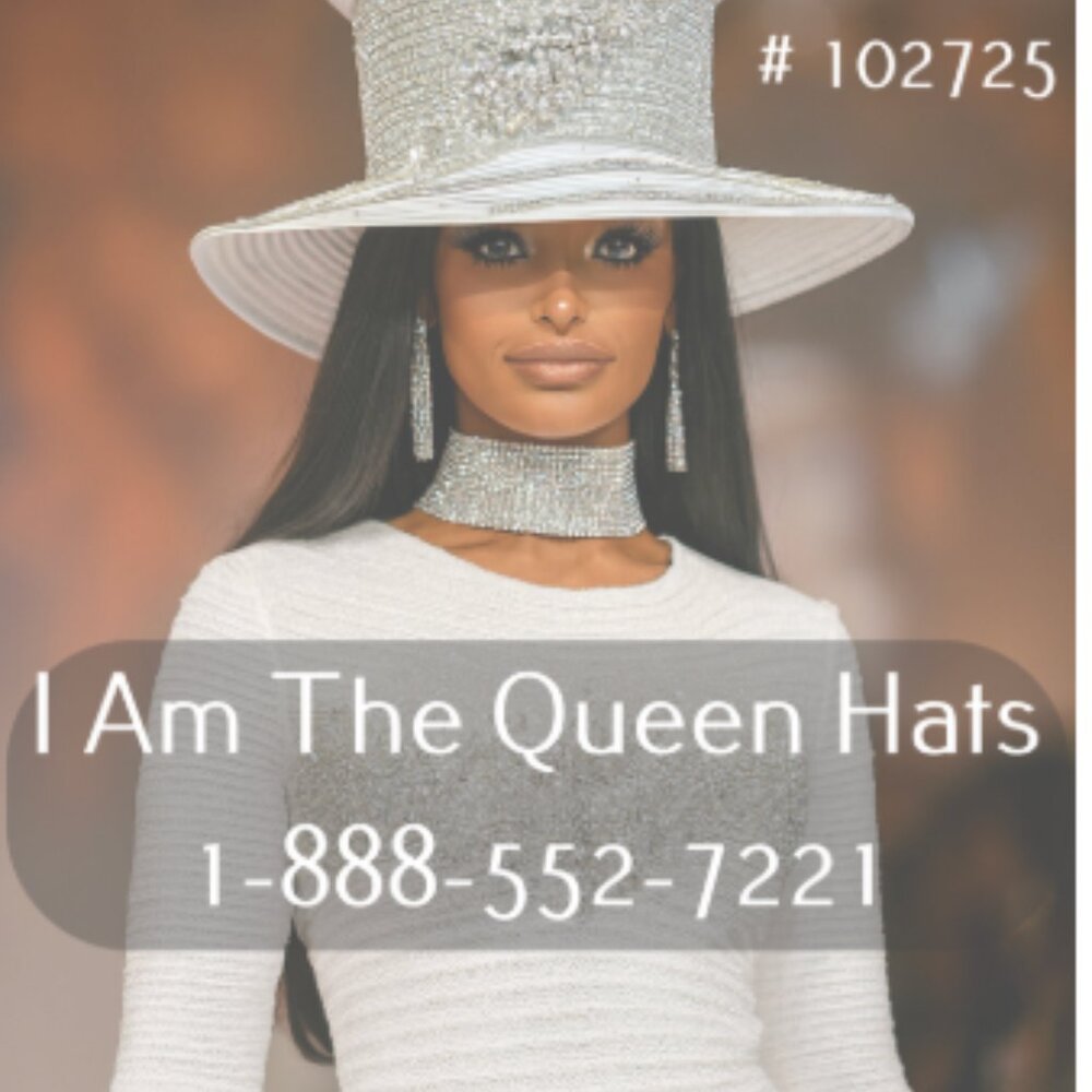 Women Church Hat 102725 – White and Silver Luxury Church Hat with Rhinestone